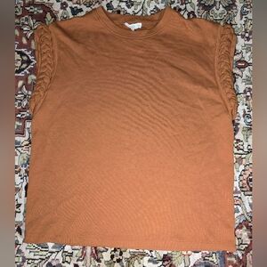 Braided Sleeve Muscle Tee in Orange